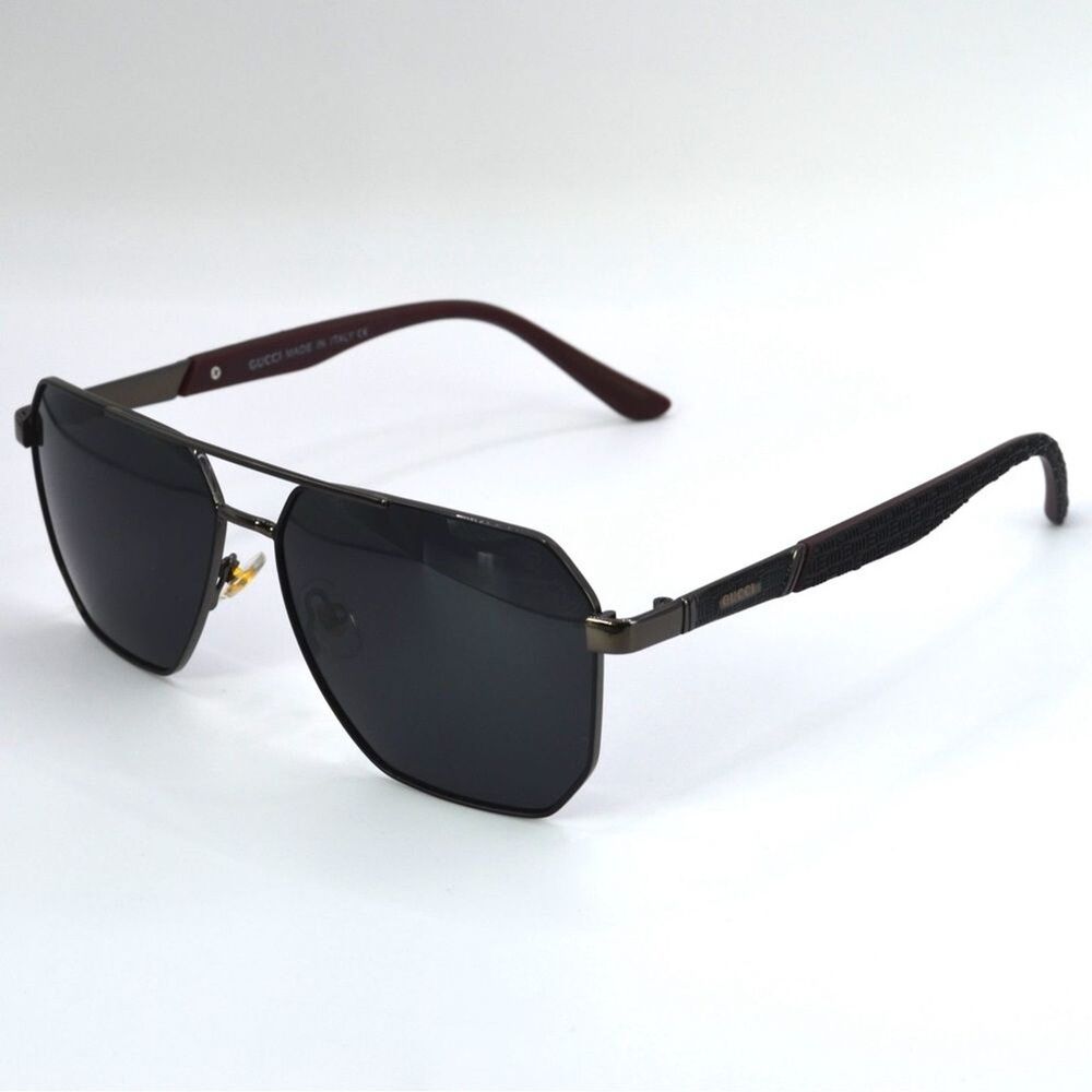 Gucci Men Aviator Sunglasses | Gunmetal/Black | Gray Lens | New | No Tags